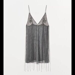 New zara short fringed beaded dress